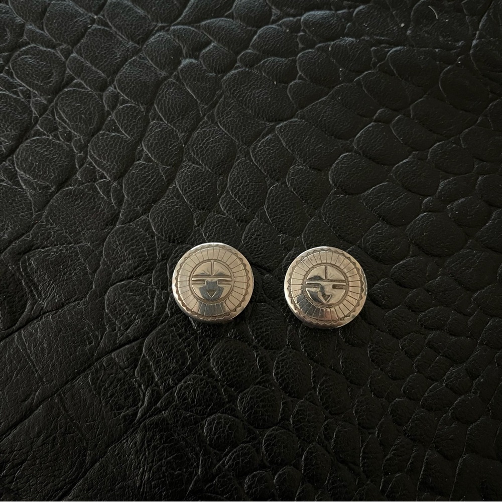 Sterling Silver 925 Zuni Sun Face Design Button C… - image 6